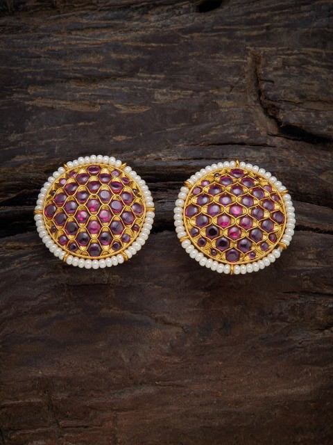 

Kushal's Fashion Jewellery Red Circular Studs Earrings