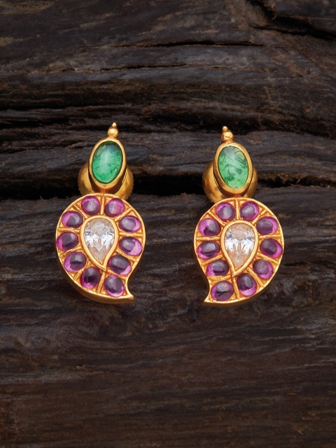

Kushal's Fashion Jewellery Red Paisley Shaped Drop Earrings