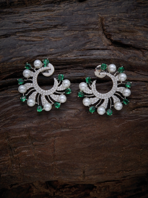 

Kushal's Fashion Jewellery Green Floral Studs Earrings