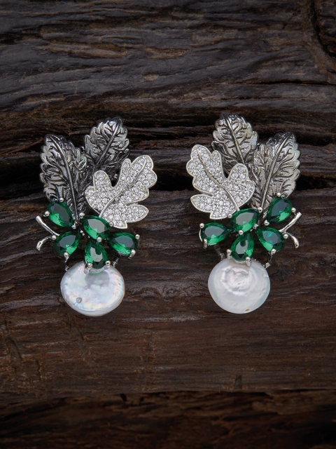 

Kushal's Fashion Jewellery Green Floral Studs Earrings