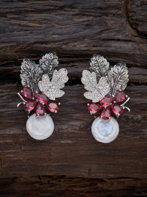

Kushal's Fashion Jewellery Red Floral Studs Earrings
