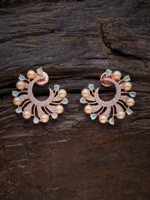 

Kushal's Fashion Jewellery Sea Green Floral Studs Earrings