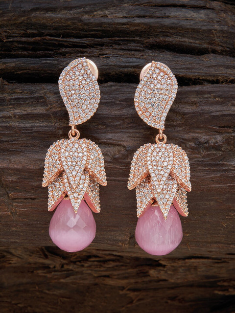 

Kushal's Fashion Jewellery Pink Leaf Shaped Studs Earrings