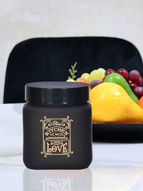 

Athome by Nilkamal Black Kitchen Love Printed Kitchen Storage Canister