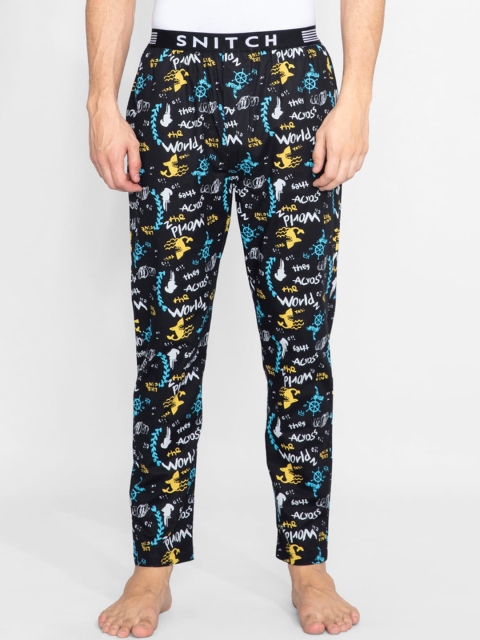 

Snitch Men Black Printed Pure Cotton Lounge Pant