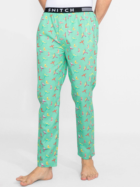 

Snitch Men Green Printed Lounge Pants