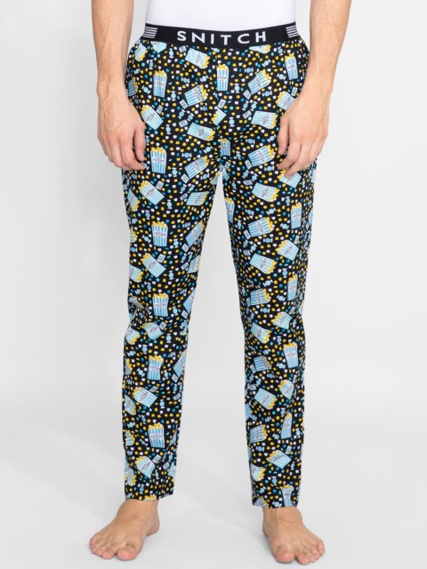 

Snitch Men Grey Black Pure Cotton Lounge Pant