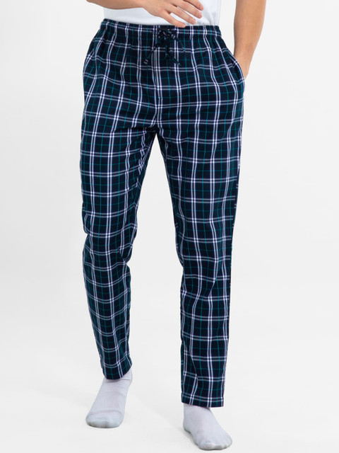 

Snitch Men Navy Blue Checked Cotton Lounge Pants