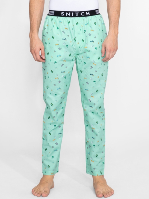 

Snitch Men Green Printed Lounge Pants
