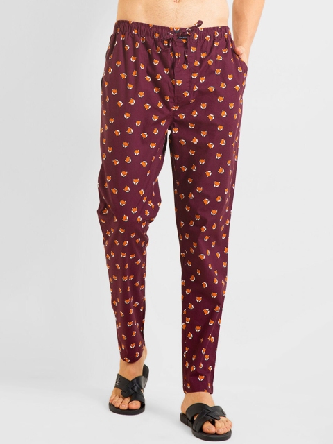 

Snitch Men Maroon Printed Cotton Lounge Pants