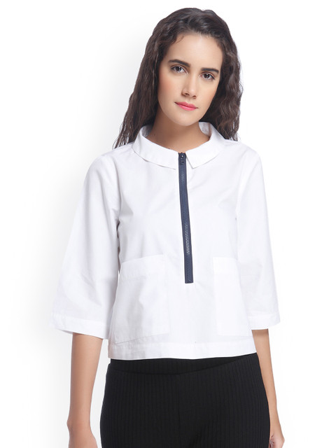 

Vero Moda Women White Solid Shirt-Style Top