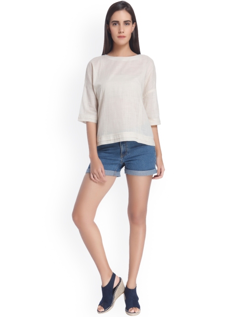 

Vero Moda Women Off-white High-Low Top
