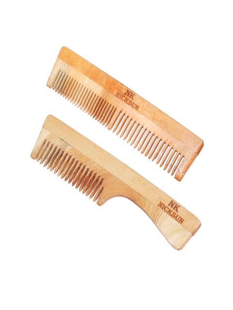 

NICKSUN Set of 2 100% Natural Neem Wooden Combs - Beige