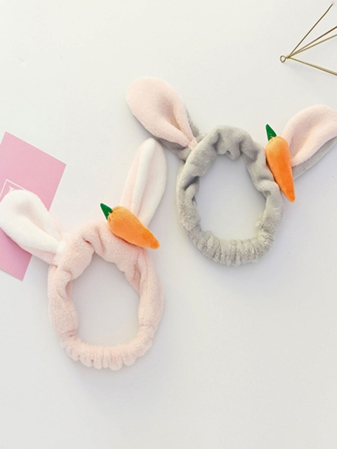 

Proplady Unisex Kids Pink & Grey Set of 2 Fur Hairband