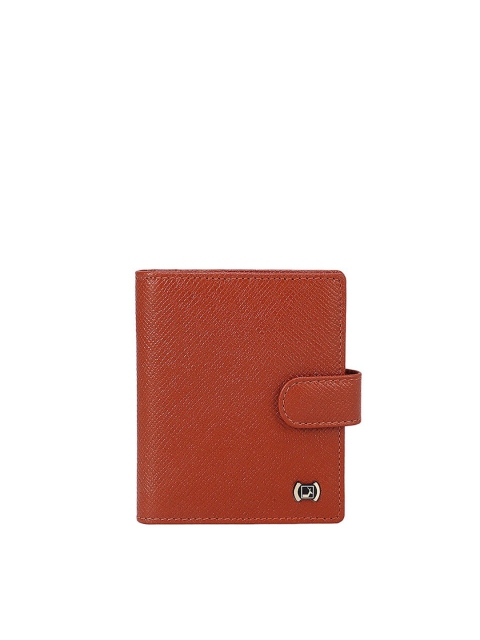 

Da Milano Unisex Orange & Black Textured Leather Card Holder