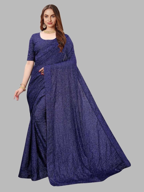 

Fashionuma Navy Blue Embellished Sequinned Pure Georgette Saree
