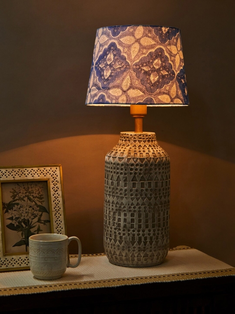

Fabindia Blue Printed Table Lamp with Shade