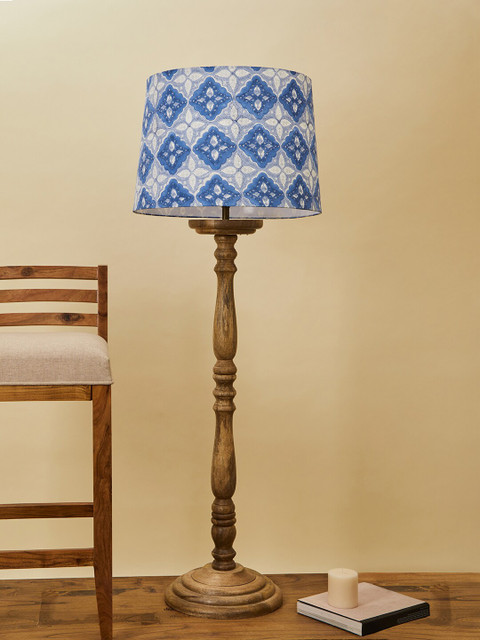 

Fabindia Blue Anuka Printed- Xl Floor Lamp With Shade
