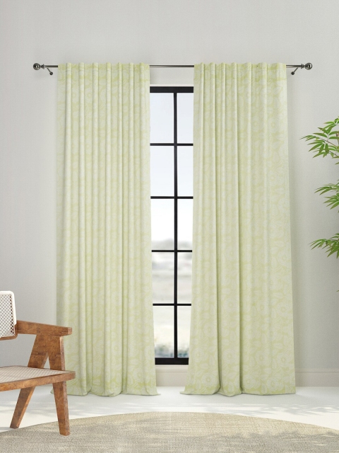 

Fabindia Green & White Floral Window Curtain