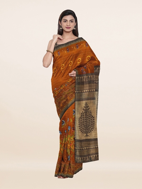 

Pothys Mustard & Orange Floral Pure Cotton Saree