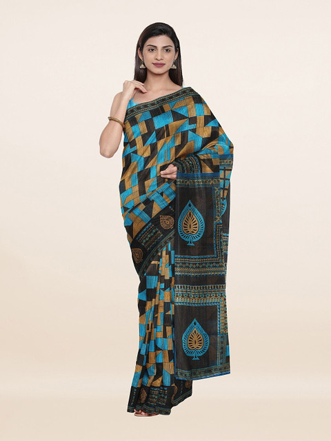 

Pothys Blue & Black Printed Pure Cotton Saree