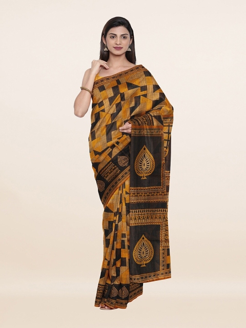 

Pothys Yellow & Black Printed Pure Cotton Saree