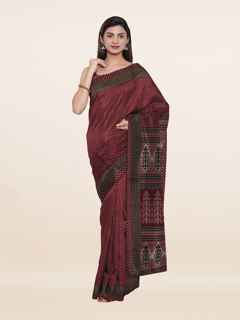 

Pothys Magenta & Brown Pure Cotton Saree