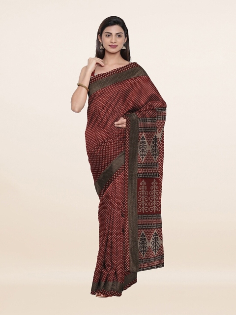 

Pothys Maroon & Grey Ethnic Motifs Pure Cotton Saree