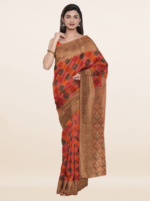 

Pothys Peach-Coloured & Beige Ethnic Motifs Pure Cotton Saree