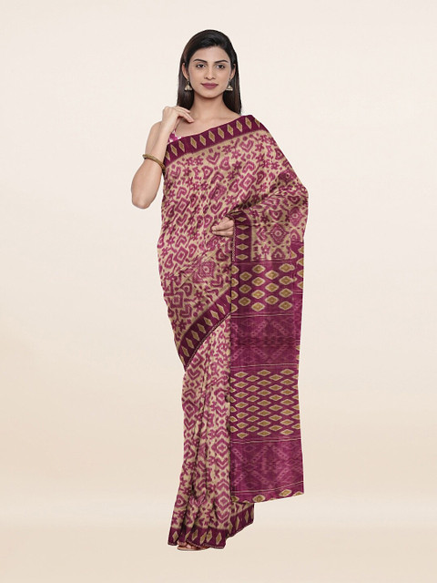 

Pothys Purple Ethnic Motifs Printed Pure Cotton Saree, Tan