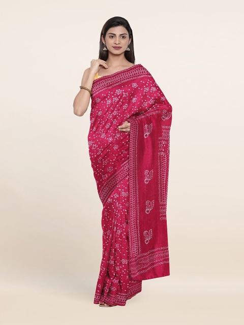 

Pothys Pink & Off White Ethnic Motifs Pure Cotton Saree