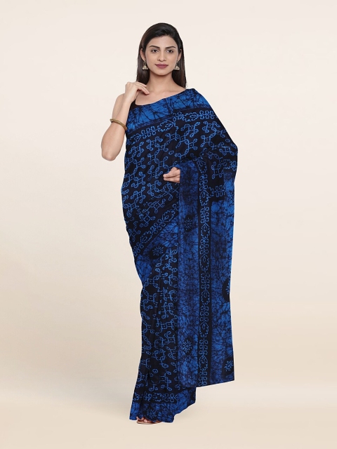 

Pothys Blue & Black Floral Zari Pure Cotton Saree