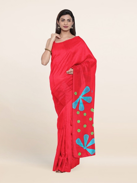 

Pothys Red & Blue Floral Pure Cotton Saree