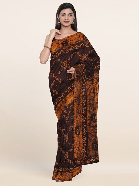 

Pothys Brown & Orange Ethnic Motifs Printed Pure Cotton Saree