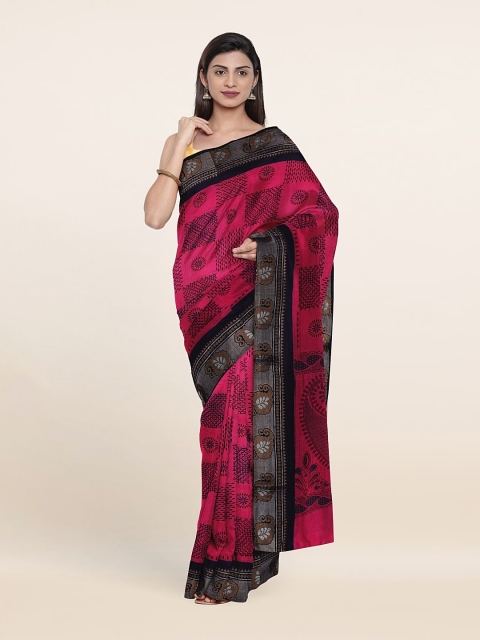 

Pothys Pink & Black Pure Cotton Saree