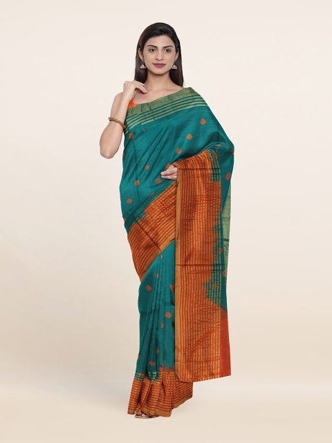 

Pothys Green & Gold-Toned Bandhani Zari Pure Cotton Saree