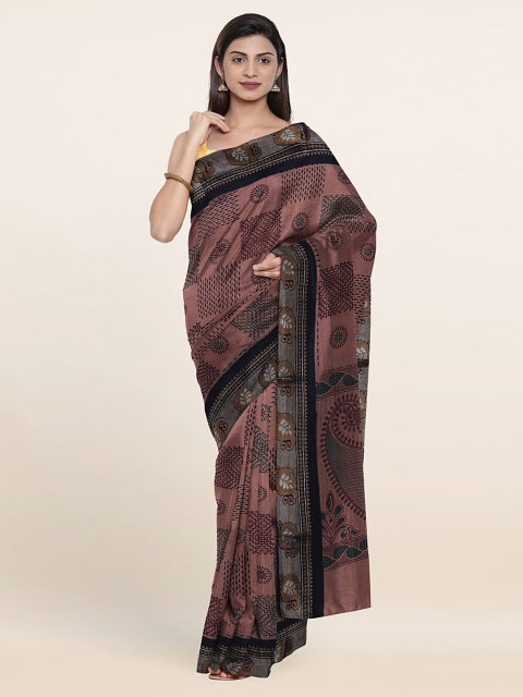 

Pothys Brown & Silver-Toned Zari Pure Cotton Saree