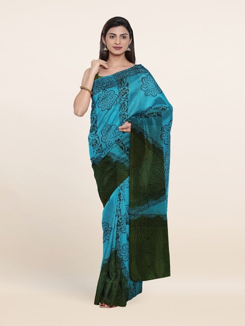

Pothys Blue & Green Floral Pure Cotton Saree