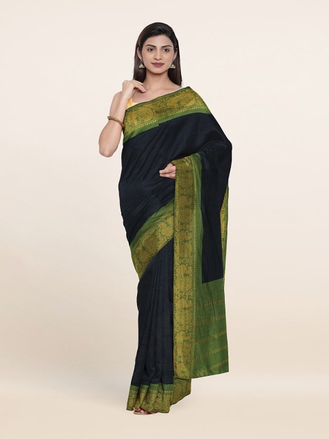 

Pothys Black & Green Zari Pure Cotton Saree