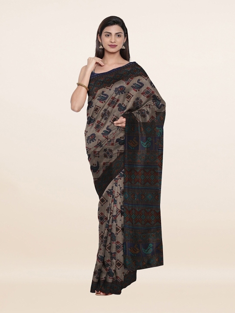 

Pothys Grey & Navy Blue Ethnic Motifs Pure Cotton Saree