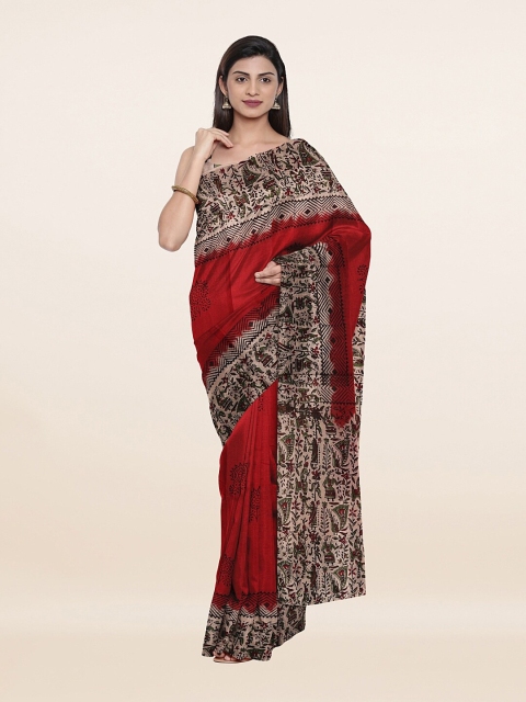 

Pothys Maroon & Black Ethnic Motifs Pure Cotton Saree