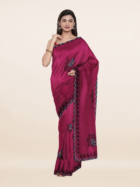 

Pothys Magenta & Blue Ethnic Motifs Pure Cotton Saree