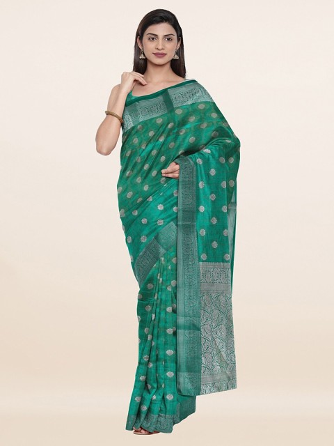 

Pothys Green & Silver Floral Art Silk Saree