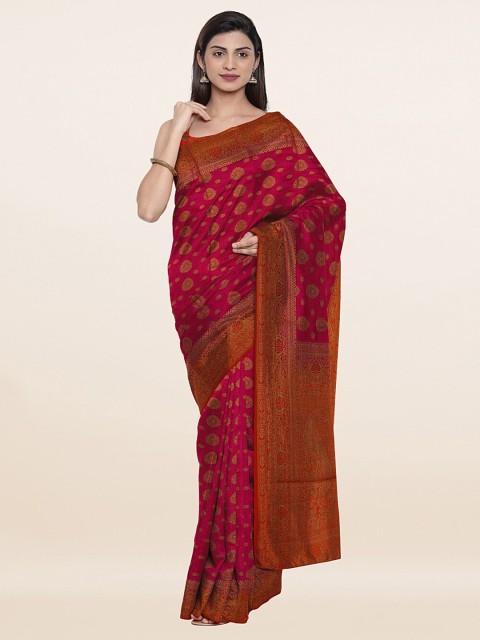 

Pothys Magenta & Orange Ethnic Motifs Zari Art Silk Saree