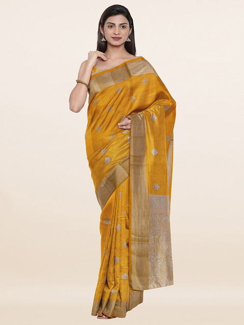 

Pothys Yellow Floral Art Silk Saree