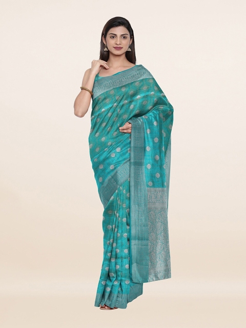 

Pothys Blue & Silver-Toned Woven Design Art Silk Saree