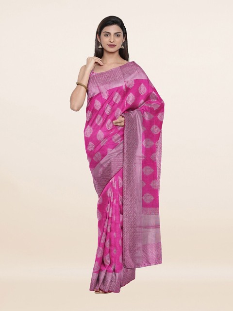 

Pothys Magenta & Silver-Toned Woven Design Art Silk Saree