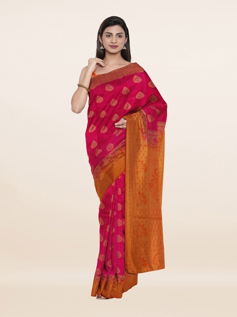 

Pothys Pink & Gold-Toned Woven Design Art Silk Saree