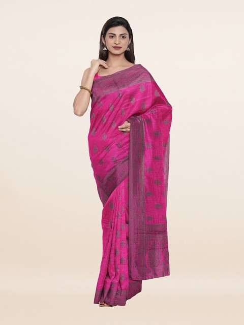 

Pothys Pink & Grey Woven Design Art Silk Saree