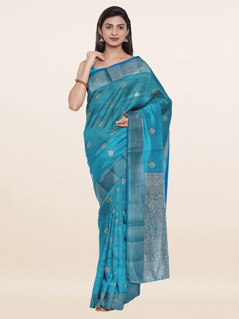 

Pothys Blue & Silver-Toned Woven Design Art Silk Saree